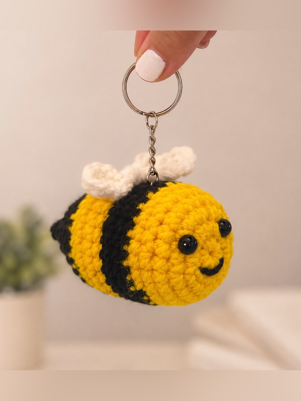 Handmade Crochet Bee Keychain - Yellow & Black